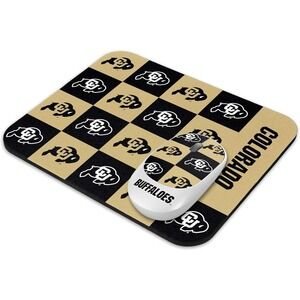 Colorado Buffaloes Wireless Mouse & Mousepad Set NCAA SOAR Black Gold Checkered